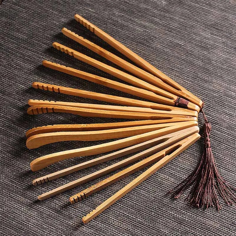 Pinça de Madeira para Chá - Pinça para Pão, Churrasco, Salada e Torradas