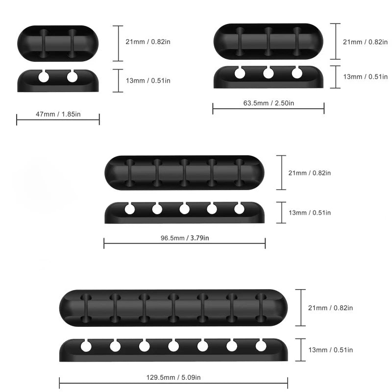 Organizador de Cabos de Silicone - Suporte Flexível para Cabos USB