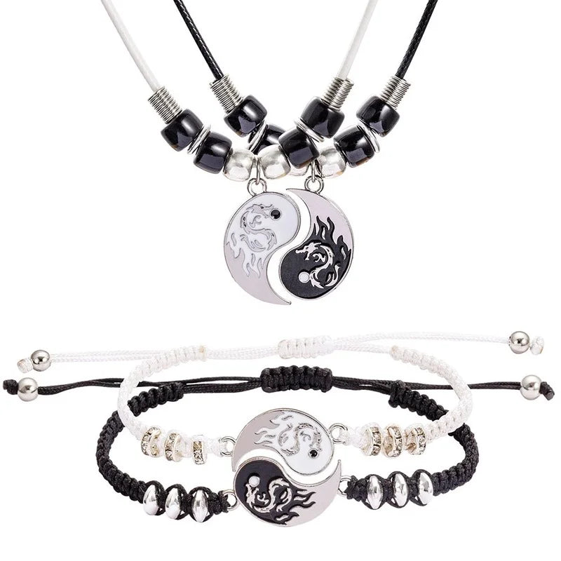 HarmonyBond - Conjunto de Pulseiras e Colares Yin Yang Tai Chi