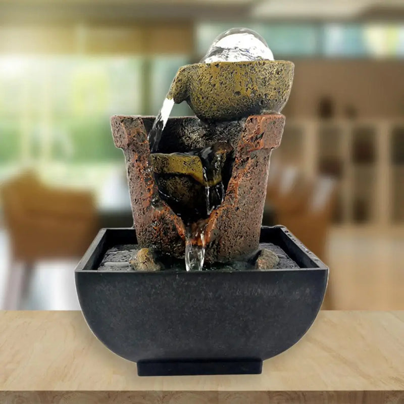 Fonte de Água em Cascata para Relaxamento - Decoração Feng Shui para Casa e Escritório