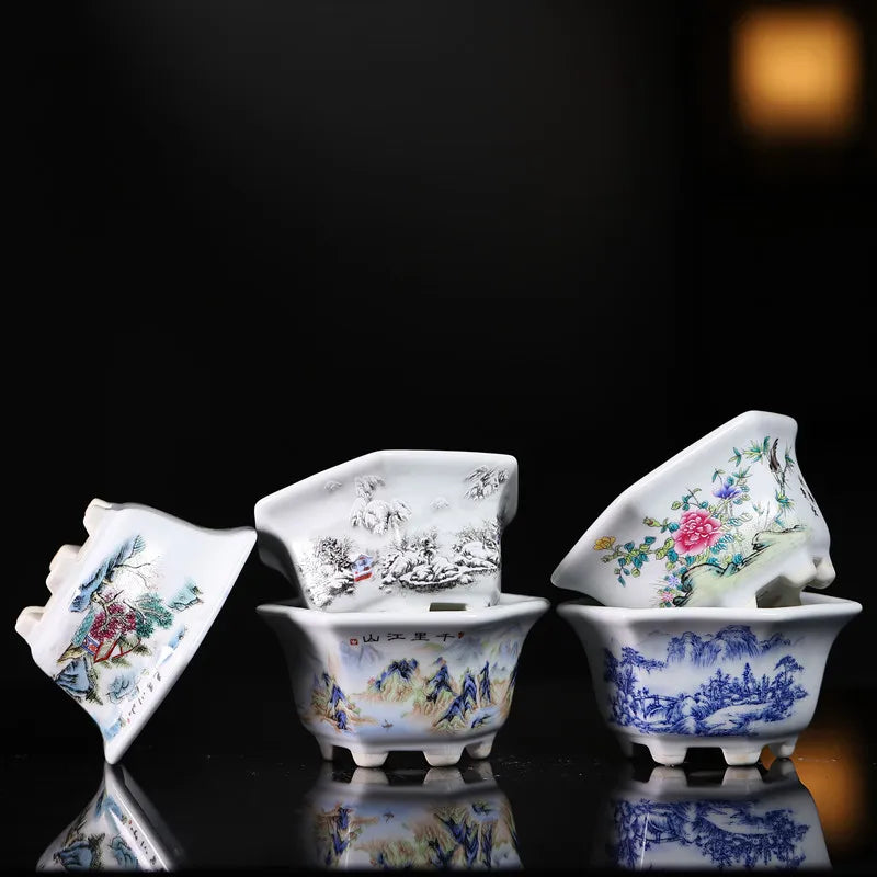 Vaso de Cerâmica Yixing para Decoração Interna - Pintura de Paisagem Chinesa