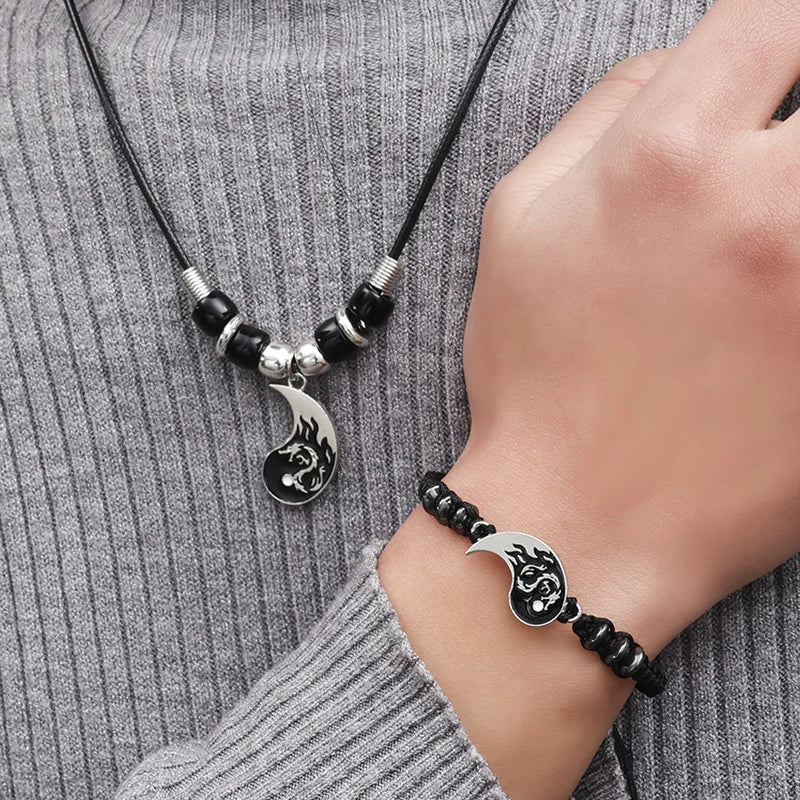 HarmonyBond - Conjunto de Pulseiras e Colares Yin Yang Tai Chi