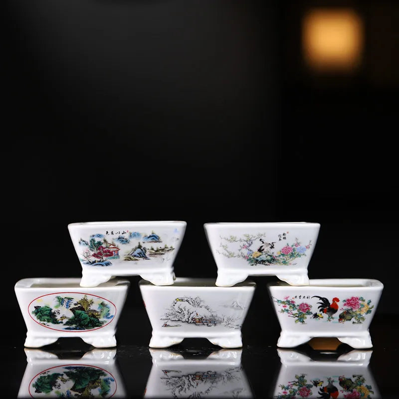 Vaso de Cerâmica Yixing para Decoração Interna - Pintura de Paisagem Chinesa